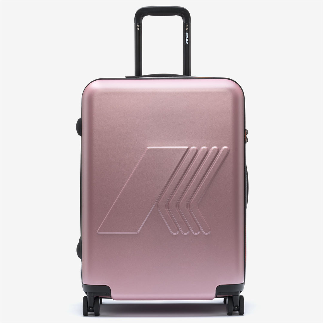 Pink unisex hardshell travel trolley suitcase with spinner wheels main