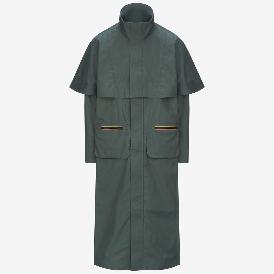 Chaqueta impermeable larga unisex verde grisácea con forro de jersey de lana 01