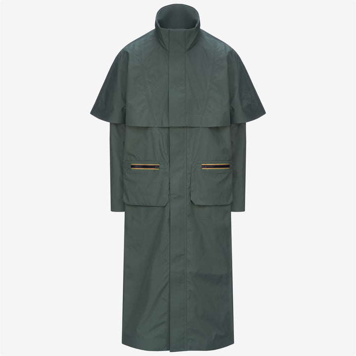 Chaqueta impermeable larga unisex verde grisácea con forro de jersey de lana 1