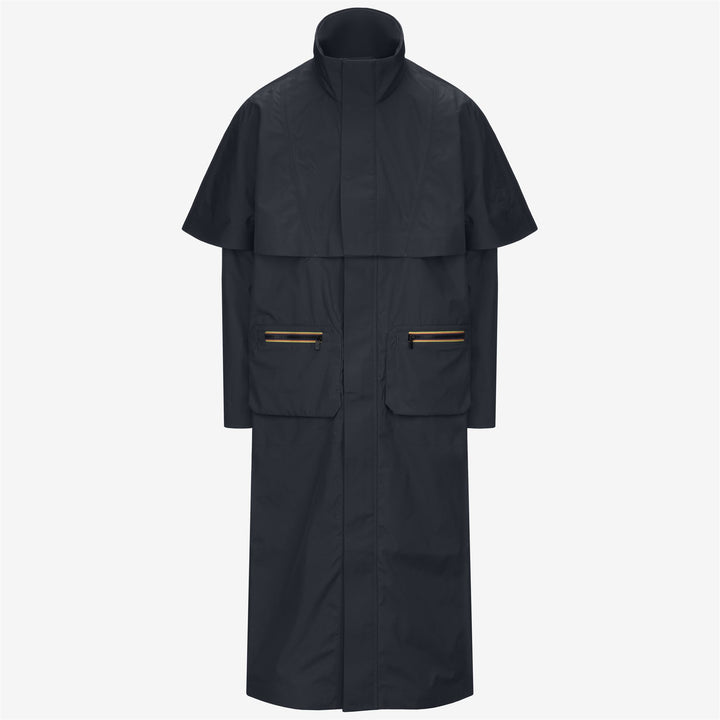 Chaqueta impermeable larga unisex azul con forro de mezcla de lana 1