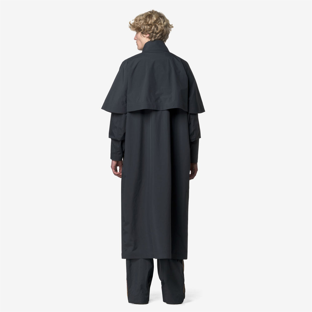 Chaqueta impermeable larga unisex azul con forro de mezcla de lana main