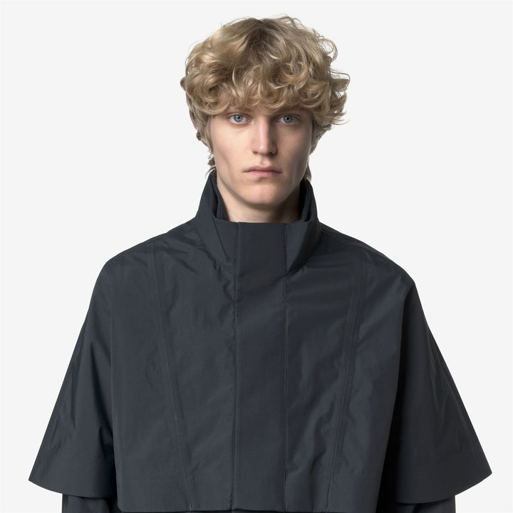 Chaqueta impermeable larga unisex azul con forro de mezcla de lana 2