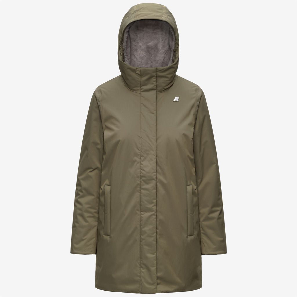 Jackets_Woman_SOPHIE TWILL SOFT BEAVER_3/4 Length_Green Army - Grey Warm - Commercial 1