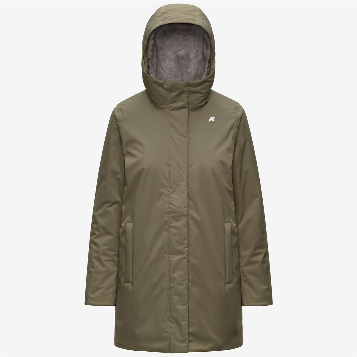 Jackets_Woman_SOPHIE TWILL SOFT BEAVER_3/4 Length_Green Army - Grey Warm - Commercial 1