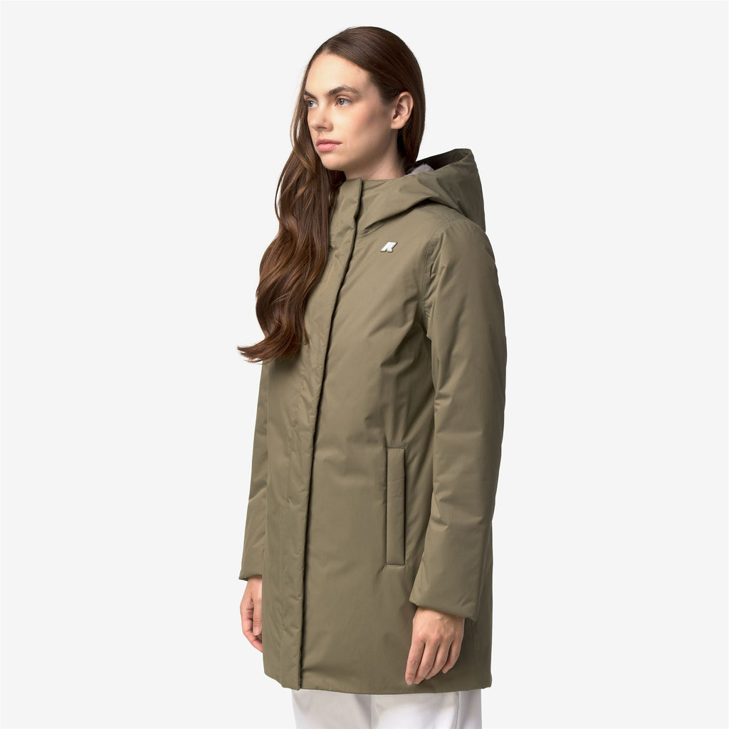 Jackets_Woman_SOPHIE TWILL SOFT BEAVER_3/4 Length_Green Army - Grey Warm - Commercial 5