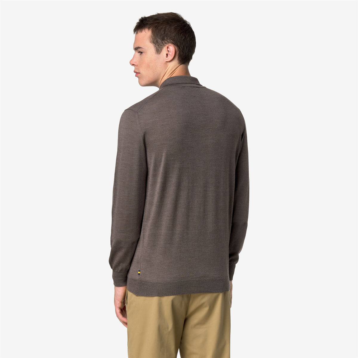 Knitwear_Man_REY WOOL SILK CASHMERE_Polo_BROWN DARK - Commercial 6