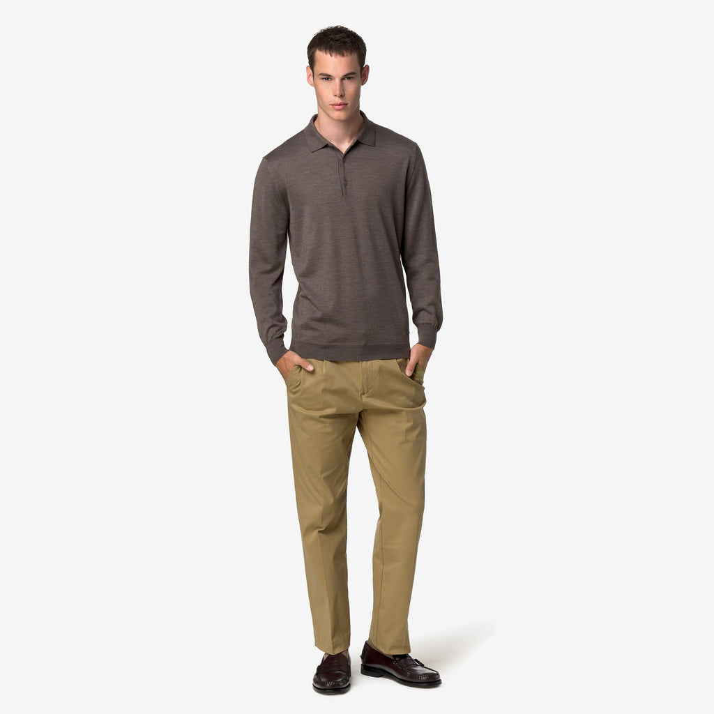Knitwear_Man_REY WOOL SILK CASHMERE_Polo_BROWN DARK - Commercial 7