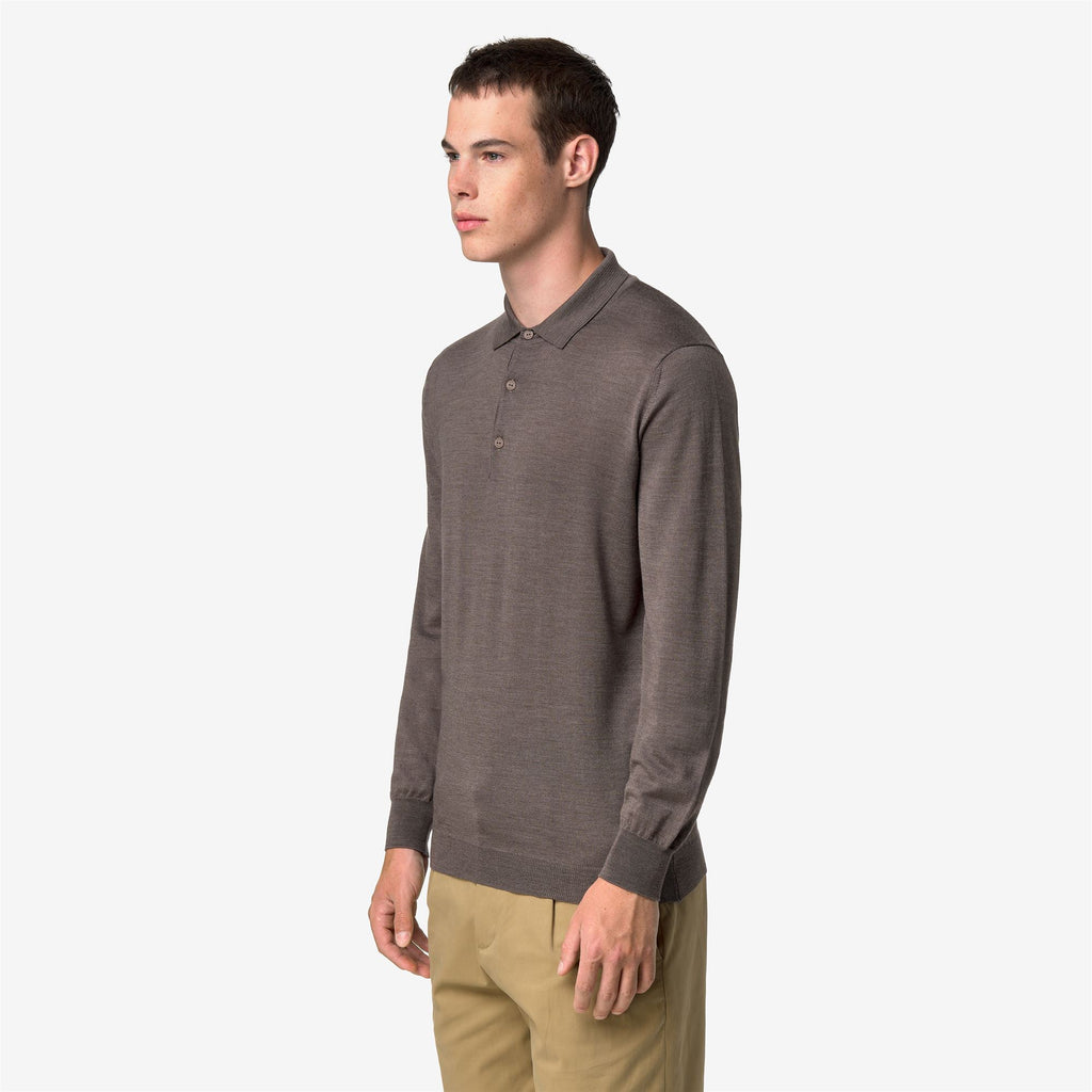 Knitwear_Man_REY WOOL SILK CASHMERE_Polo_BROWN DARK - Commercial 5