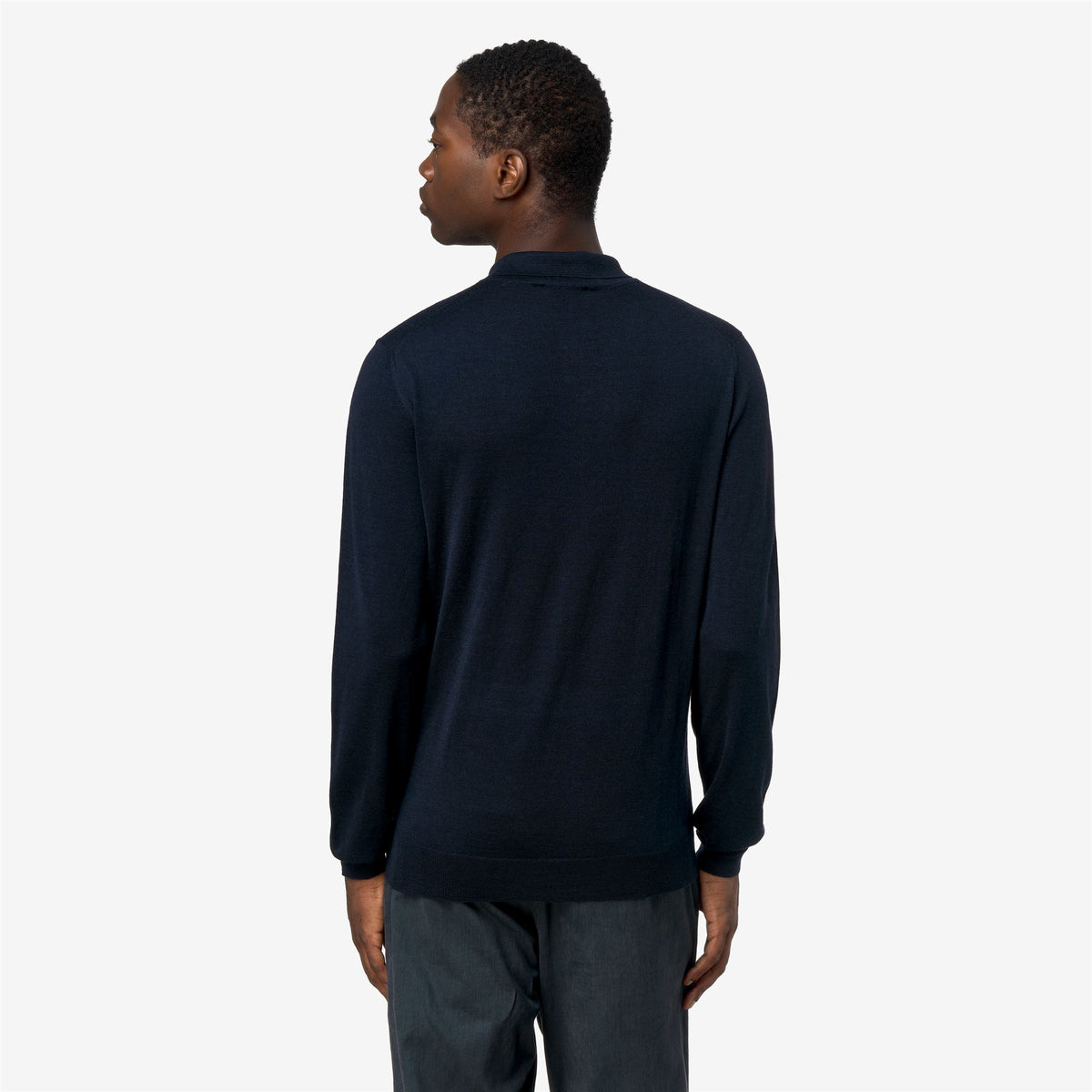 Knitwear_Man_REY WOOL SILK CASHMERE_Polo_Blue Depth - Commercial 6