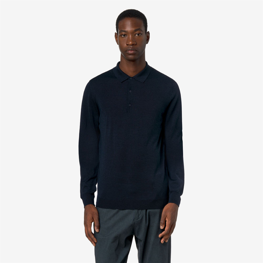 Knitwear_Man_REY WOOL SILK CASHMERE_Polo_Blue Depth - Commercial 4
