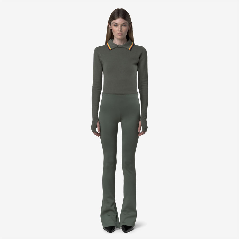 Green grey Women's Sculpted Sport Trousers with Flared Hem 02