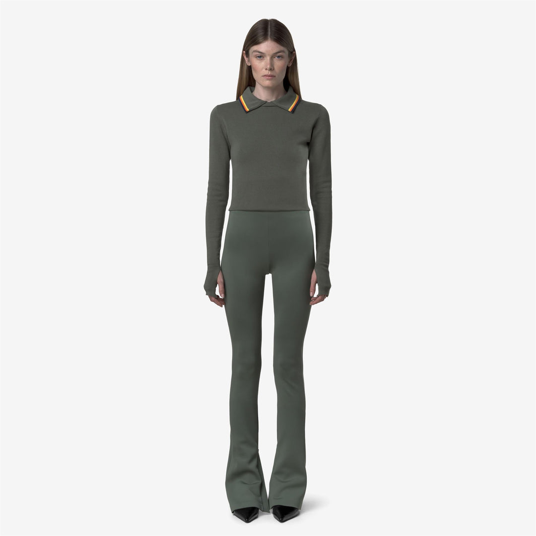 Green grey Women's Sculpted Sport Trousers with Flared Hem main