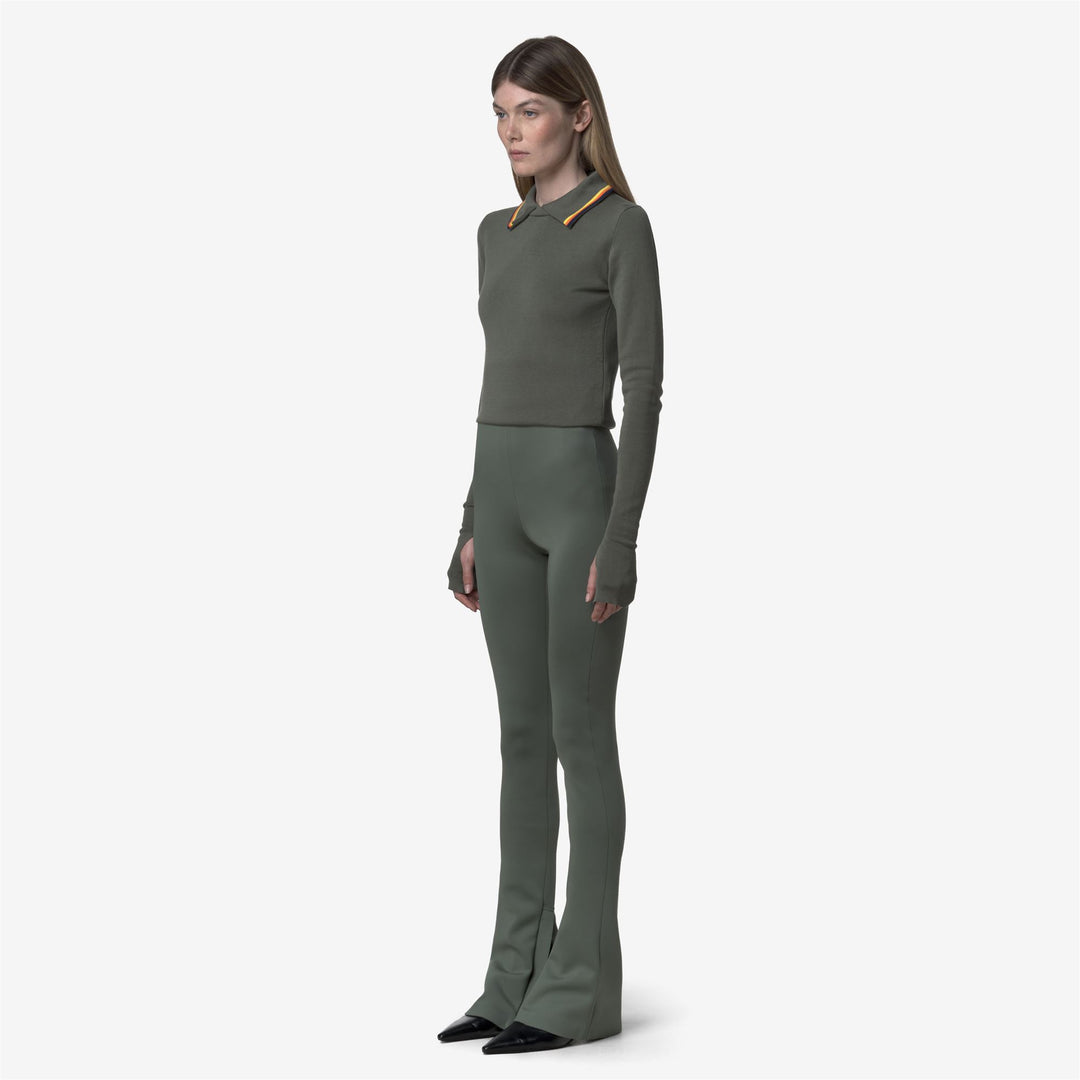 Green grey Women's Sculpted Sport Trousers with Flared Hem main