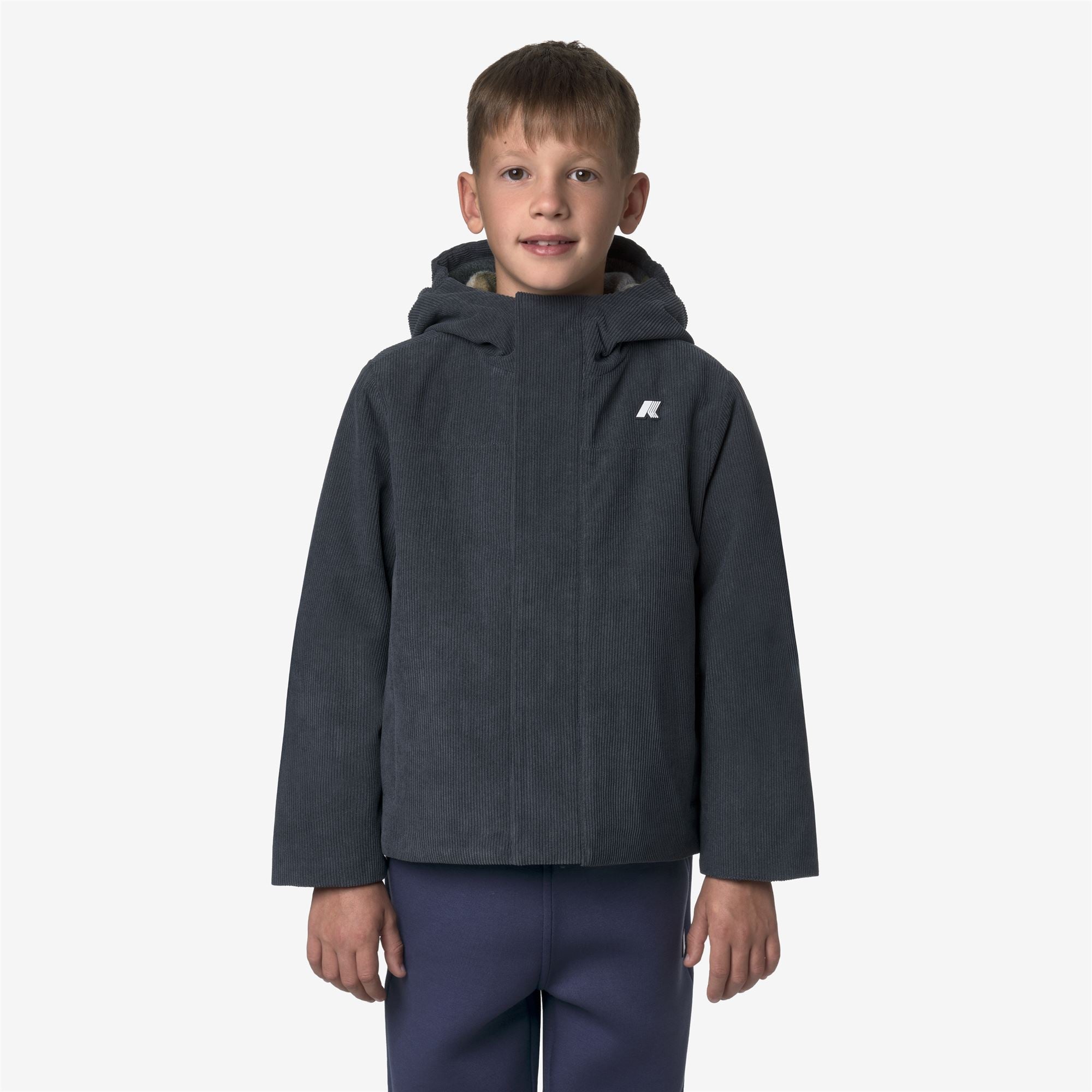 Jackets_BOY_P. SHARILLE CORDUROY_Jacket_Blue  - Tartan Combo - Commercial 4
