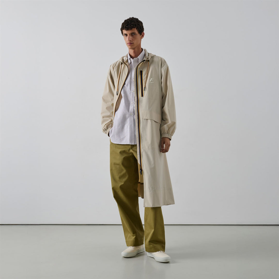 Chaqueta gabardina larga unisex gris de gran tamaño con capucha main