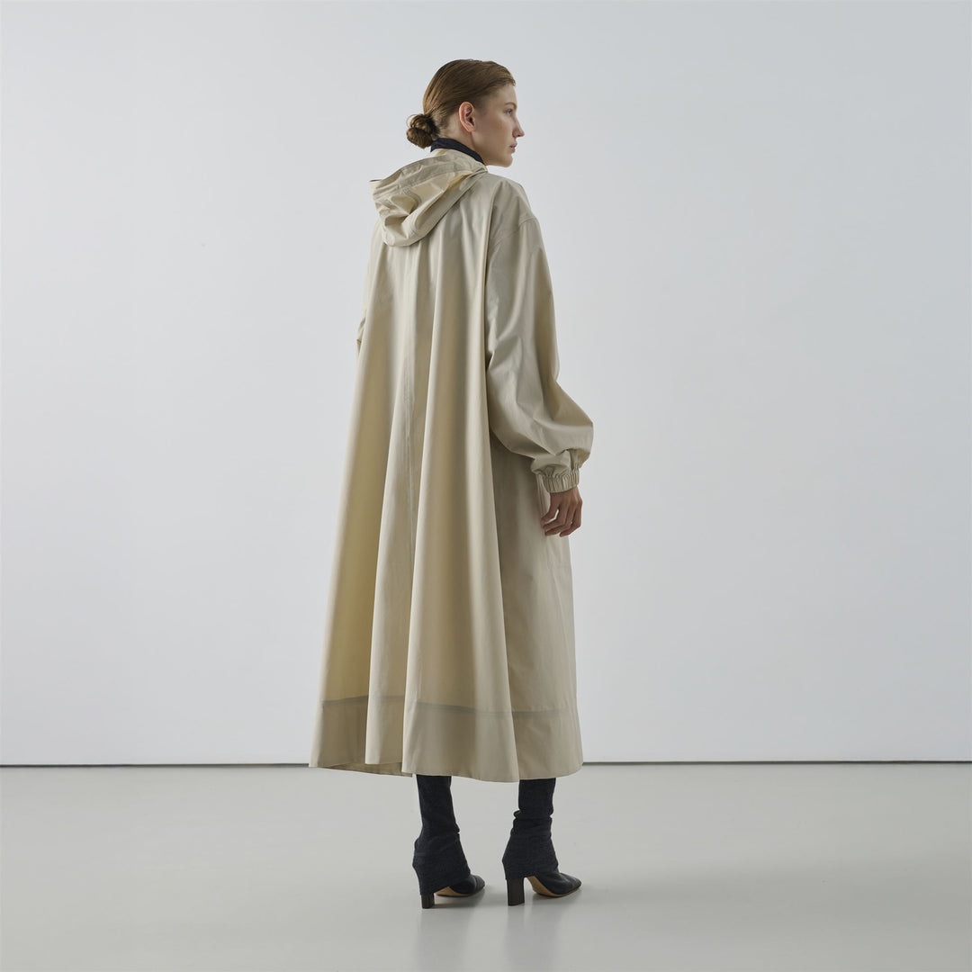 Chaqueta gabardina larga unisex gris de gran tamaño con capucha main