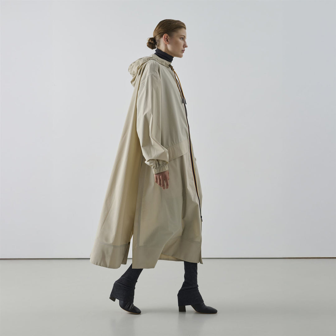 Chaqueta gabardina larga unisex gris de gran tamaño con capucha main