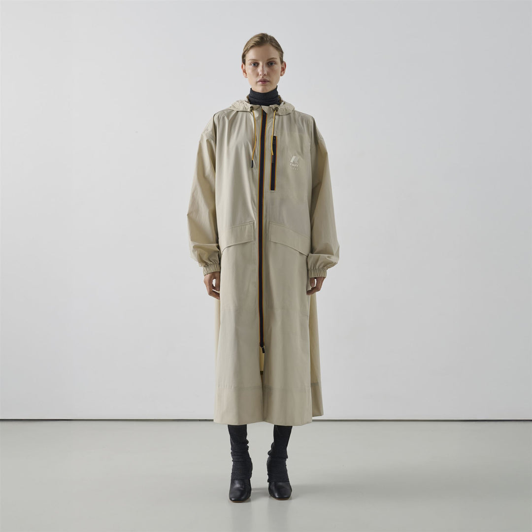 Chaqueta gabardina larga unisex gris de gran tamaño con capucha main