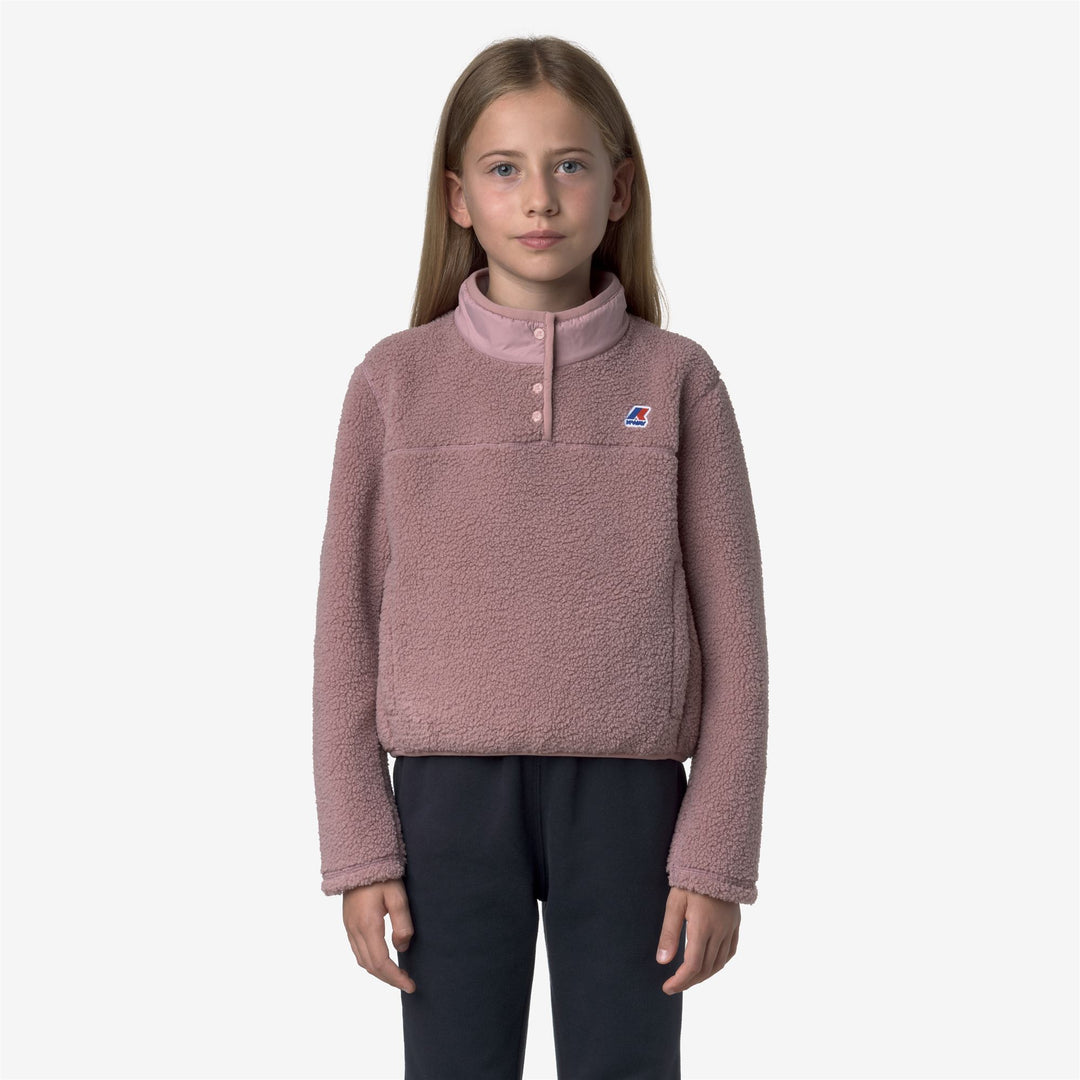 Maglione in pile rosa marrone per ragazze per attività all'aperto main