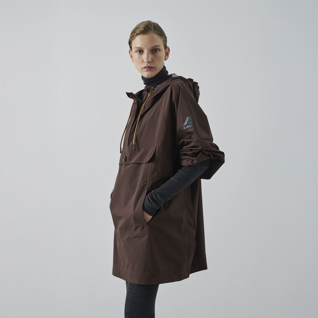 Chaqueta gabardina impermeable unisex de gran tamaño de color marrón main