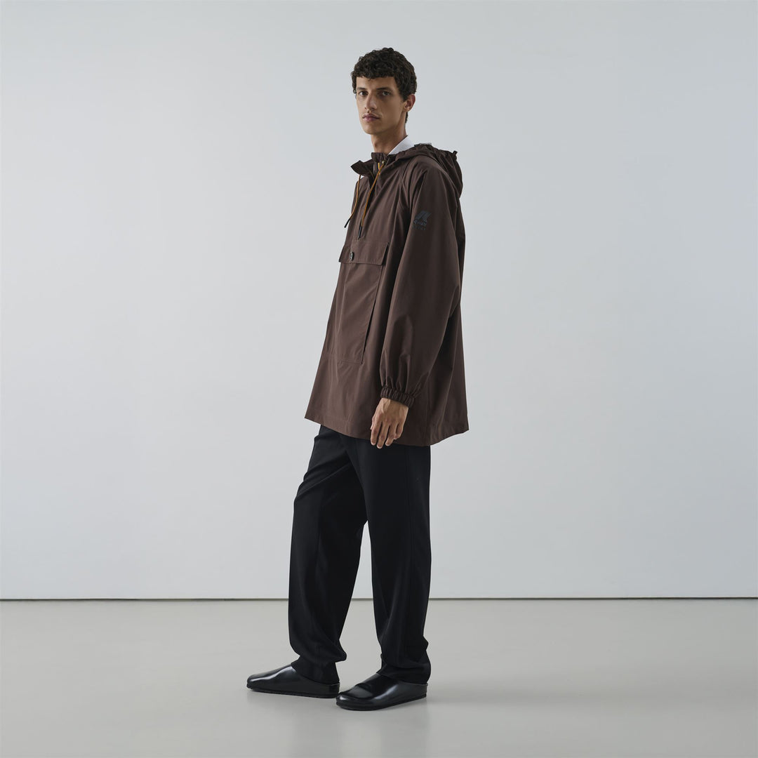 Chaqueta gabardina impermeable unisex de gran tamaño de color marrón main