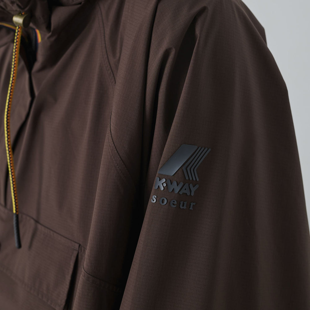 Chaqueta gabardina impermeable unisex de gran tamaño de color marrón main