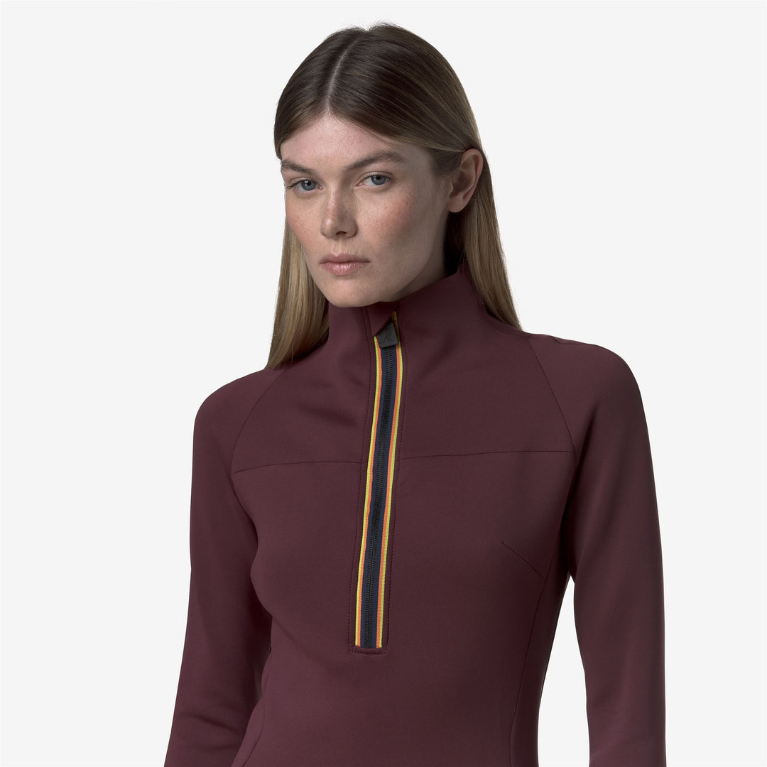 Red women's short scuba mini dress with high collar and zip closure main