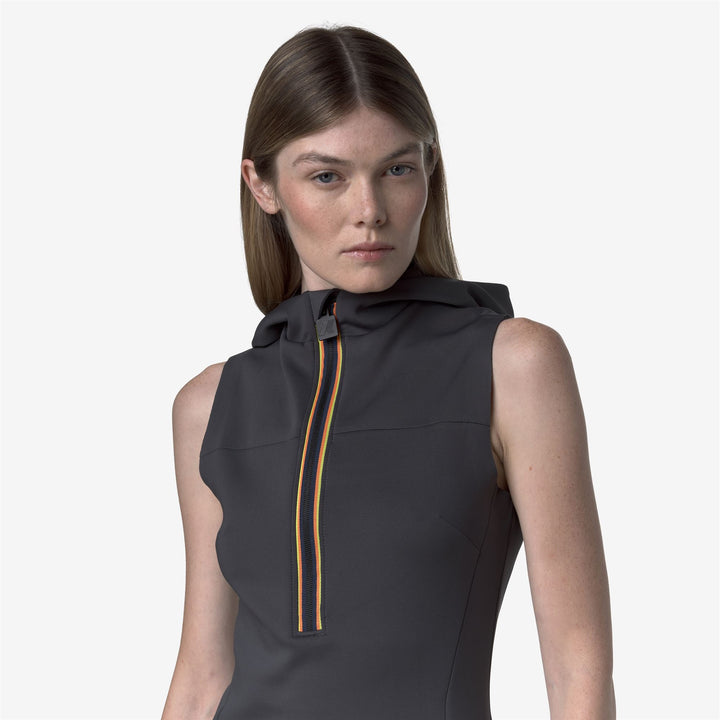 Blue Women's Short Sleeve Mini Dress with Hood and Zip Closure 2