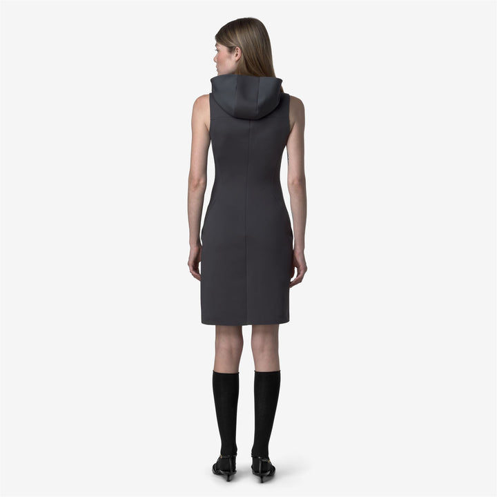 Blue Women's Short Sleeve Mini Dress with Hood and Zip Closure 5