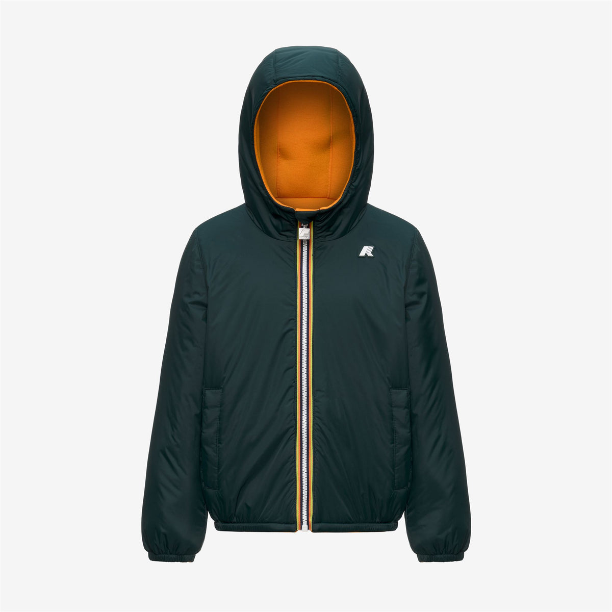 Jackets_BOY_P. JACK SPACER NYLON DOUBLE_Hoodie Full Zip_Orange Md - Green Dk Jungle - Commercial 3
