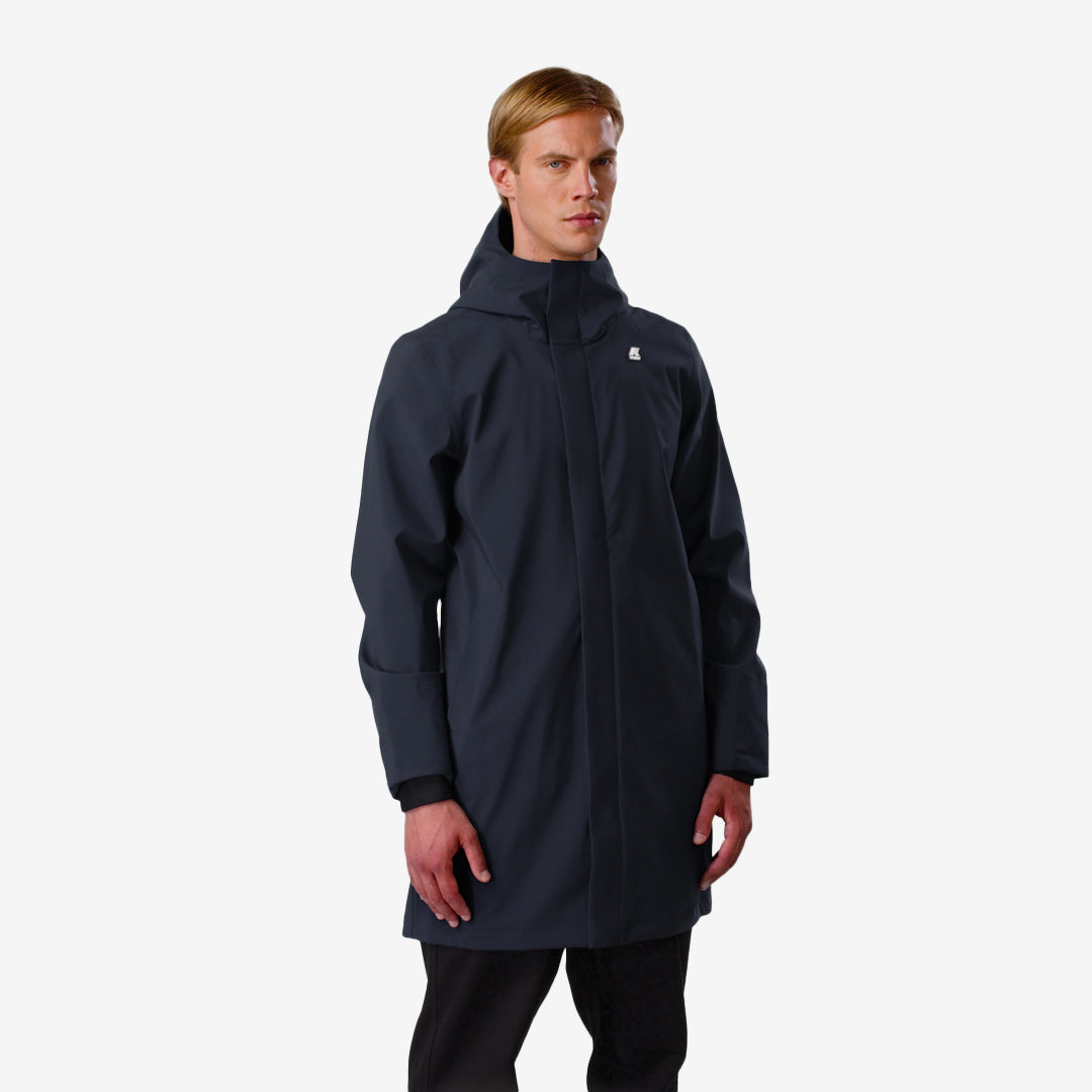 Blue Men's Long Waterproof Jacket with Insulating Layer 01
