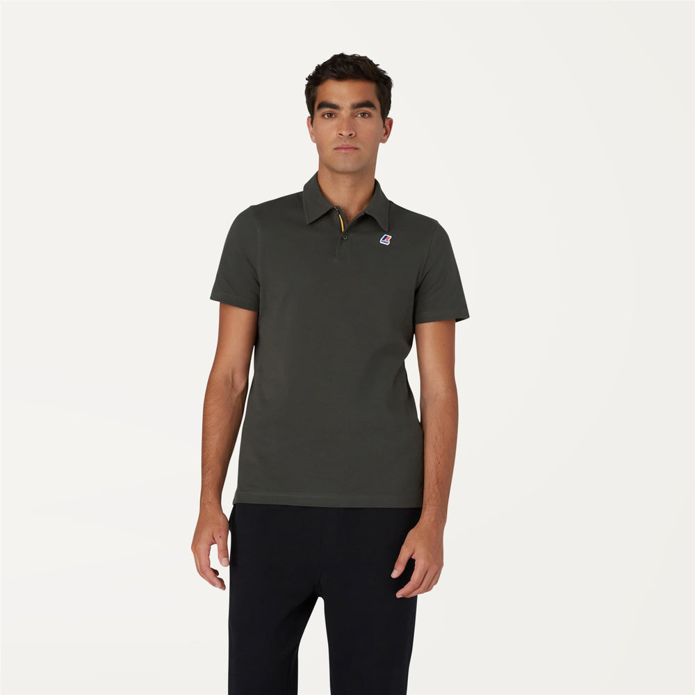 Camisa polo de algodón elástico negra y gris para hombre para ciudad 02
