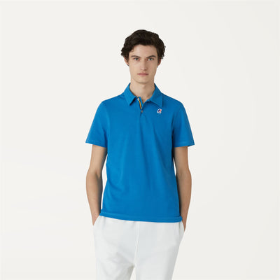 Polo Shirts Man GREGOIRE TAPE Polo BLUE AVIO Dressed Back (jpg Rgb)		