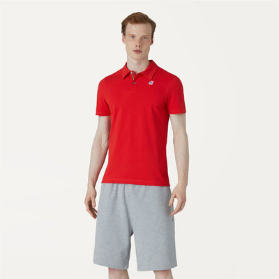 Polo Shirts Man GREGOIRE TAPE Polo RED Dressed Back (jpg Rgb)		