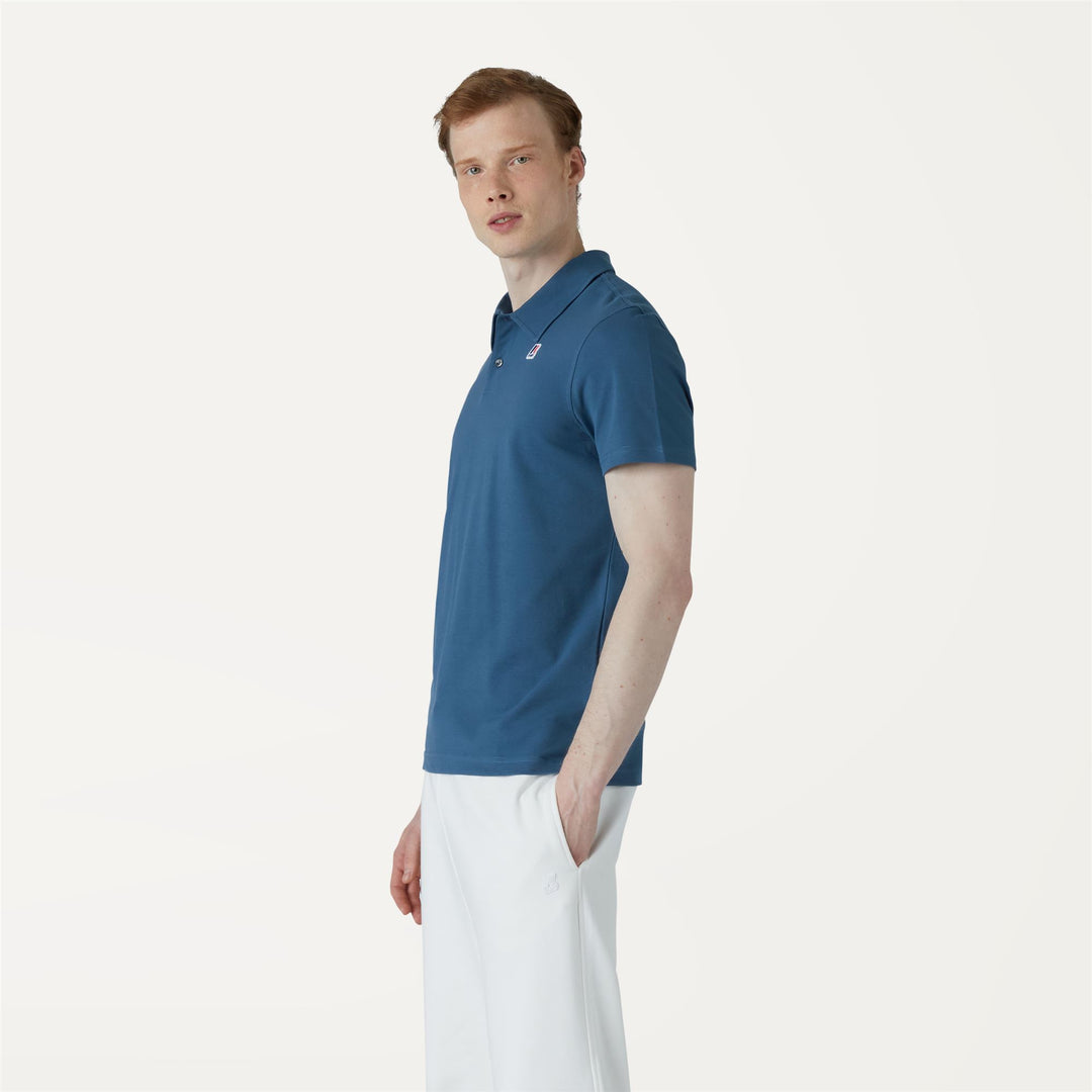 Polo Shirts Man GREGOIRE TAPE Polo BLUE DEEP Detail (jpg Rgb)			