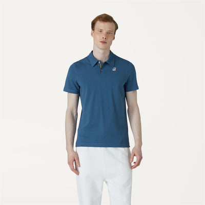 Polo Shirts Man GREGOIRE TAPE Polo BLUE DEEP Dressed Back (jpg Rgb)		