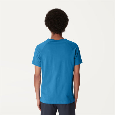 T-ShirtsTop Man EDWING T-Shirt BLUE TURQUOISE Dressed Front Double		