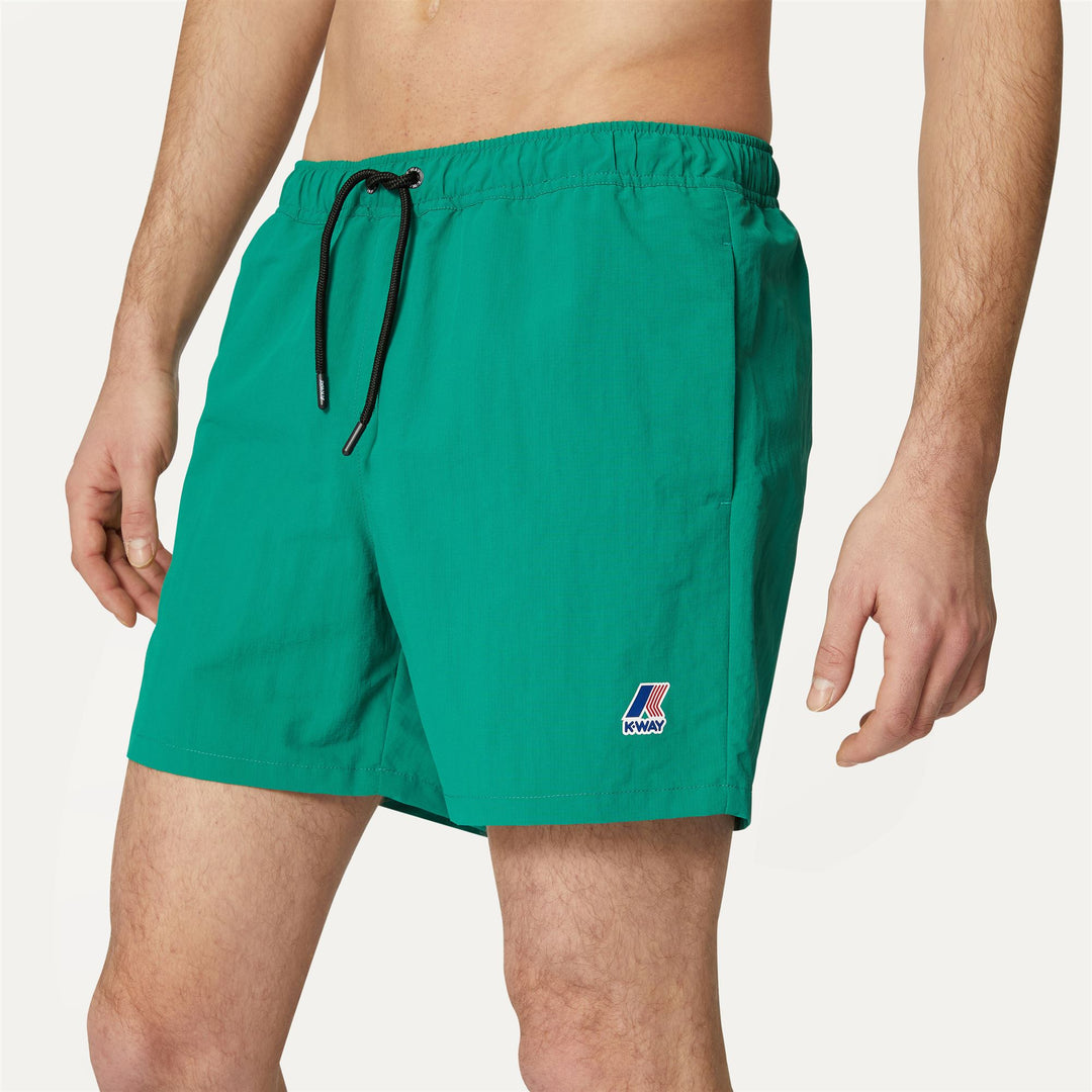 Bathing Suits Man LE VRAI Olivier Swimming Trunk GREEN Detail Double				