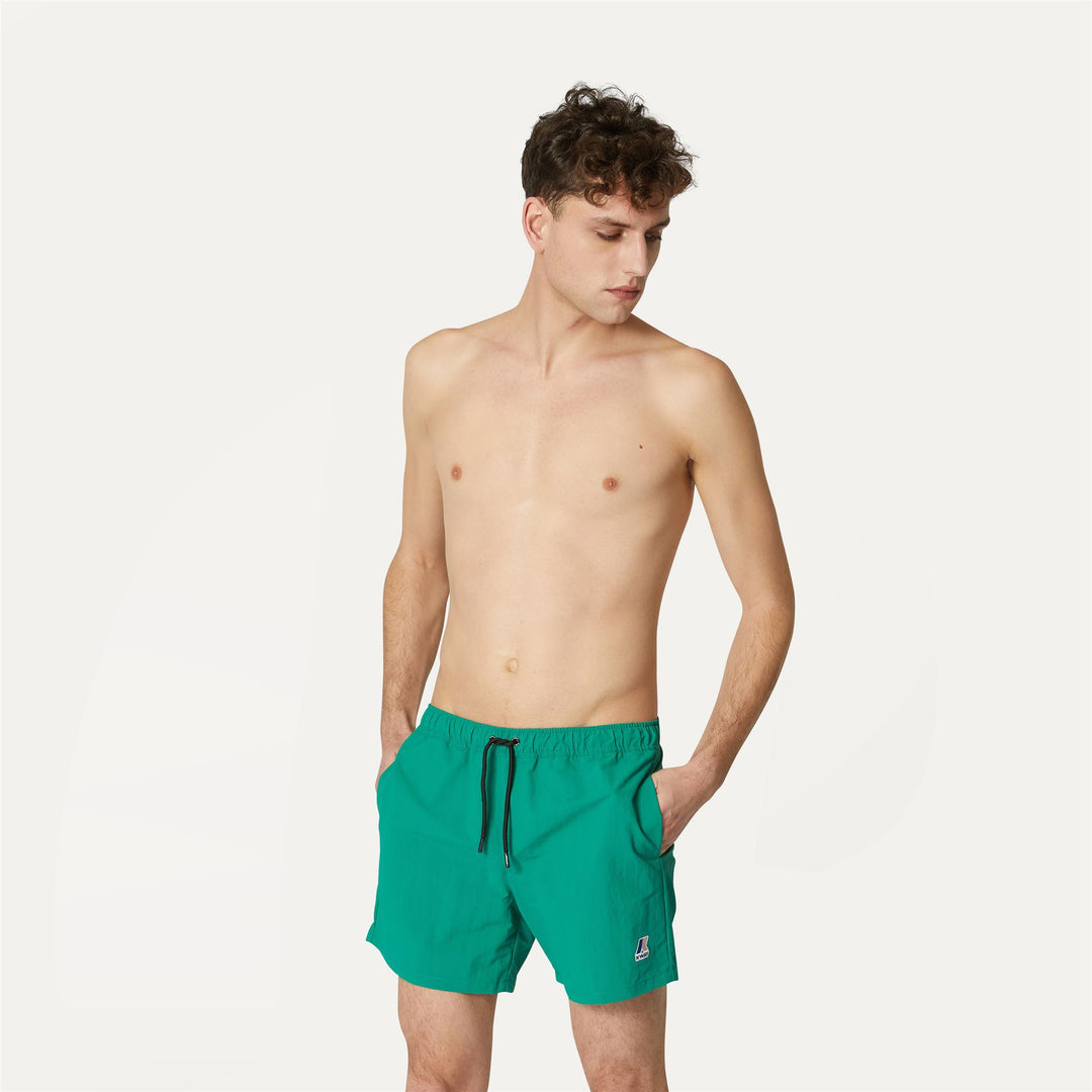 Bathing Suits Man LE VRAI Olivier Swimming Trunk GREEN Dressed Back (jpg Rgb)		