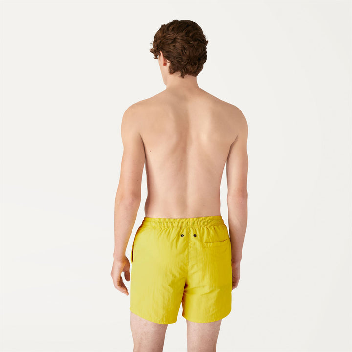 Bathing Suits Man LE VRAI Olivier Swimming Trunk YELLOW LEMON Dressed Front Double		