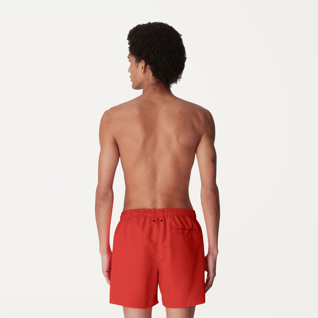 Bathing Suits Man LE VRAI Olivier Swimming Trunk RED PAPAVERO Dressed Front Double		