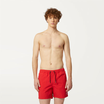 Bathing Suits Man LE VRAI Olivier Swimming Trunk RED Dressed Back (jpg Rgb)		