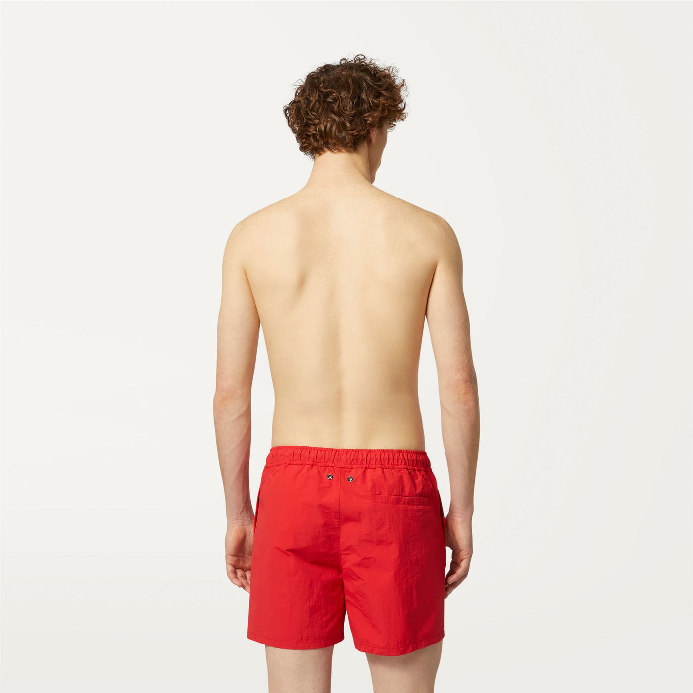 Bathing Suits Man LE VRAI Olivier Swimming Trunk RED Dressed Front Double		