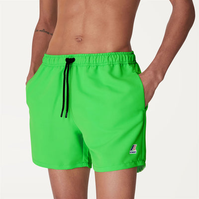 Bathing Suits Man LE VRAI Olivier Swimming Trunk GREEN CLASSIC Detail Double				
