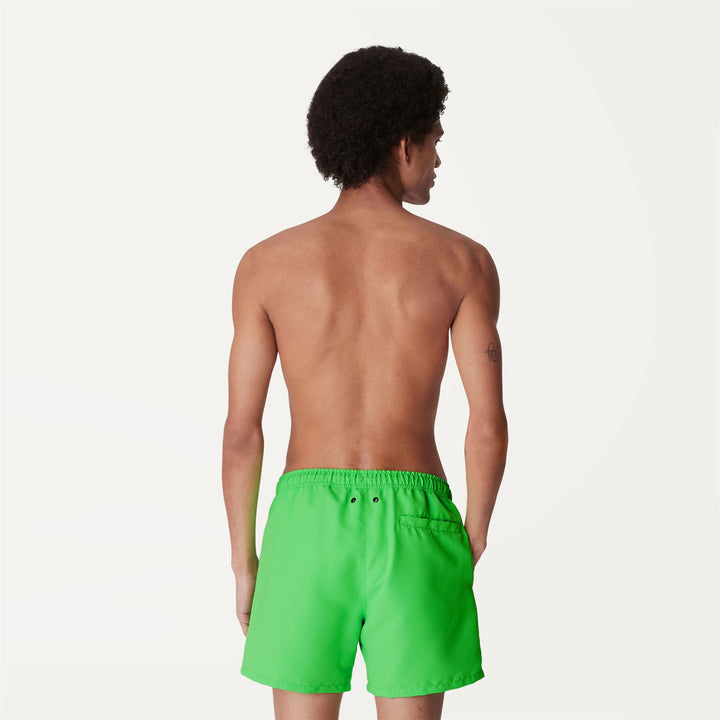 Bathing Suits Man LE VRAI Olivier Swimming Trunk GREEN CLASSIC Dressed Front Double		