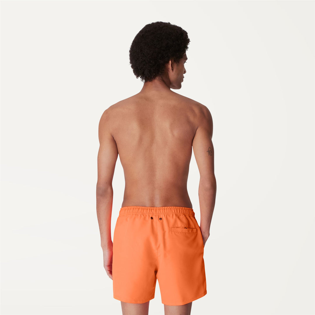 Bathing Suits Man LE VRAI Olivier Swimming Trunk ORANGE LT Dressed Front Double		