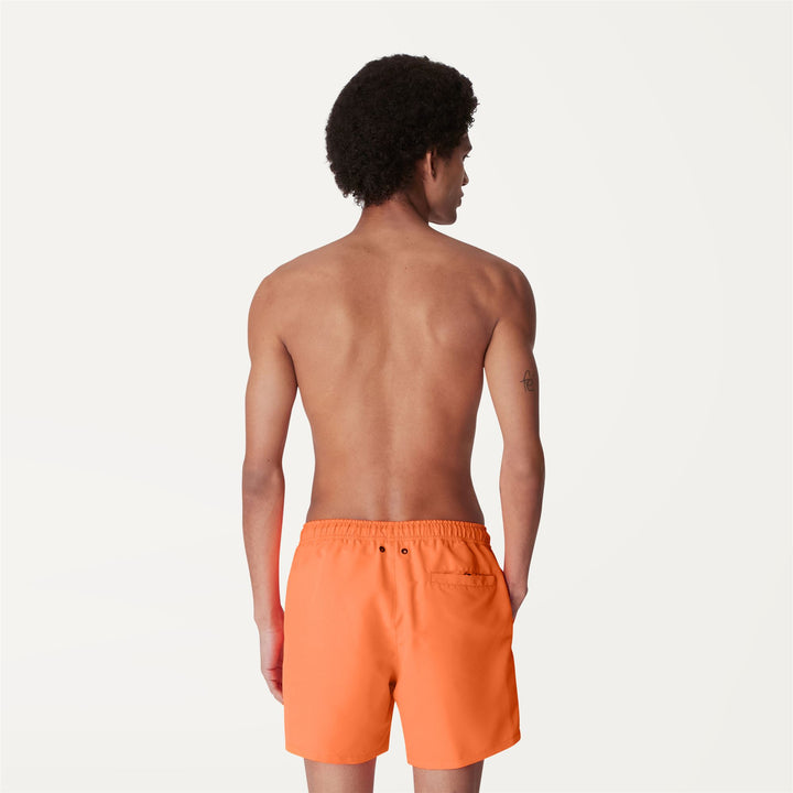 Bathing Suits Man LE VRAI Olivier Swimming Trunk ORANGE LT Dressed Front Double		