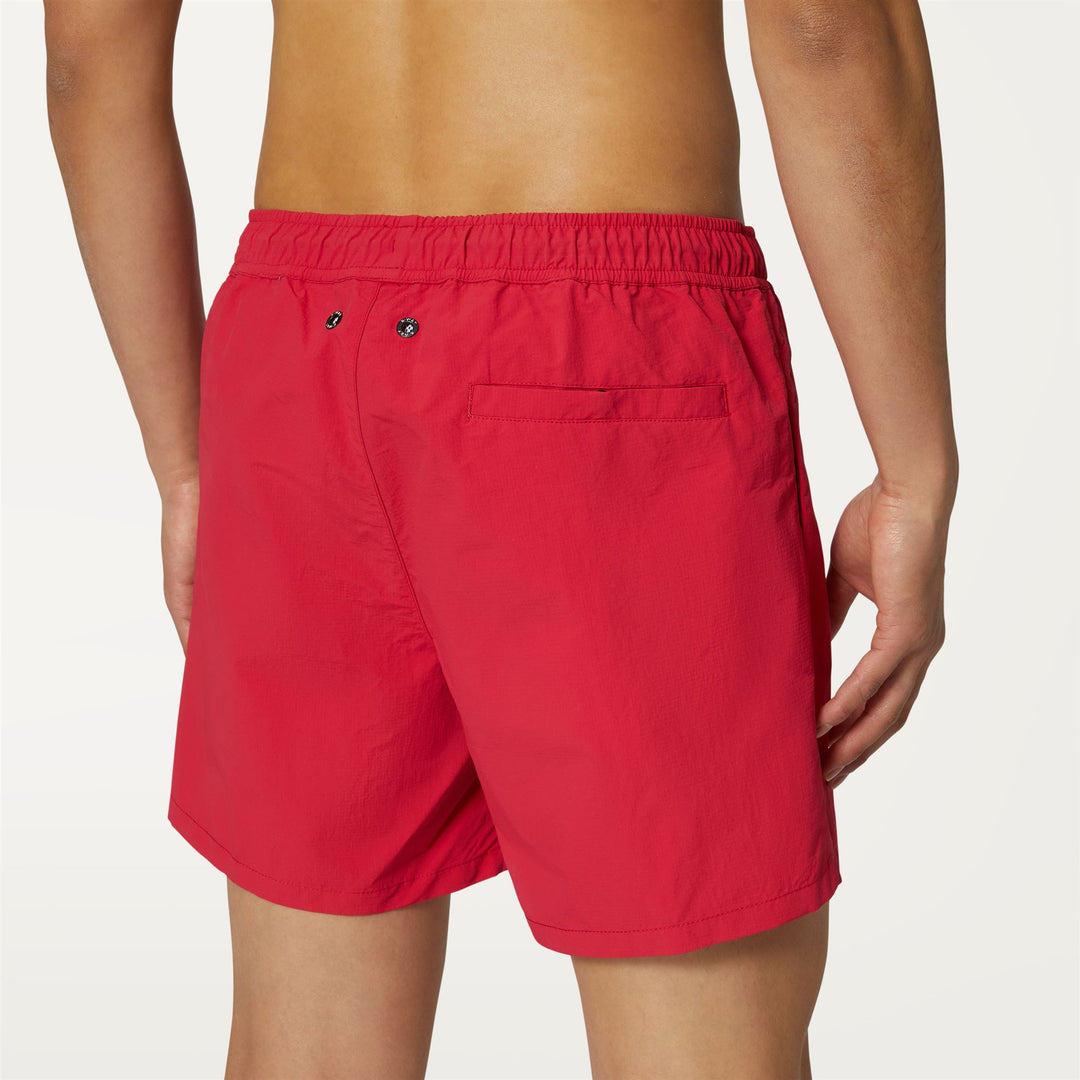 Bathing Suits Man LE VRAI Olivier Swimming Trunk RED BERRY Detail Double				