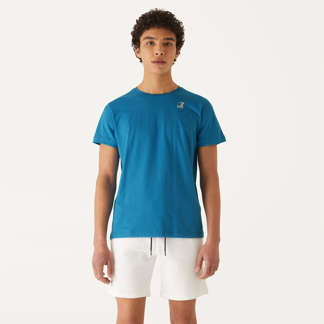 T-ShirtsTop Unisex LE VRAI EDOUARD T-Shirt BLUE TURQUOISE Dressed Back (jpg Rgb)		