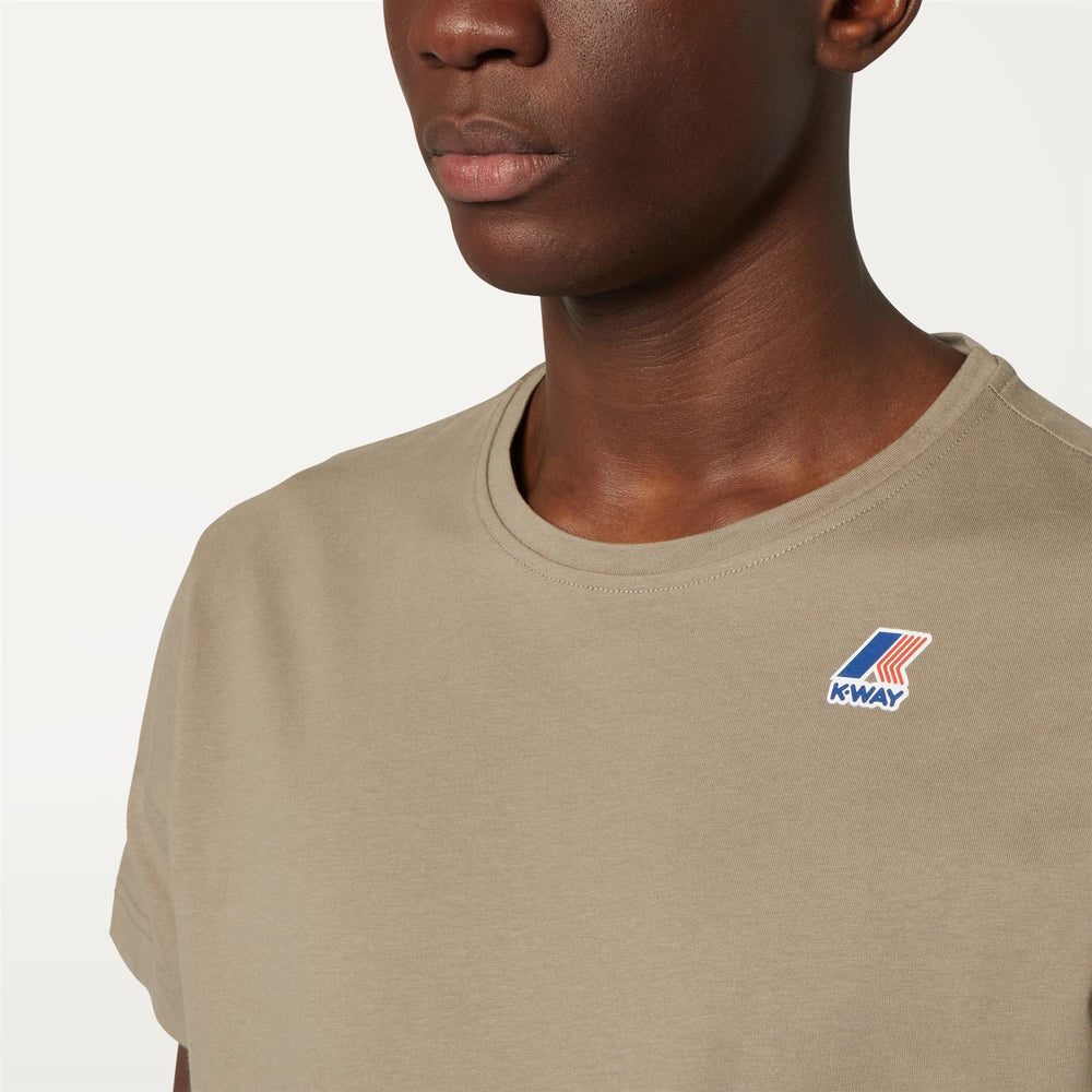 Beige Brown Unisex Packable Cotton T-Shirt with Logo 02